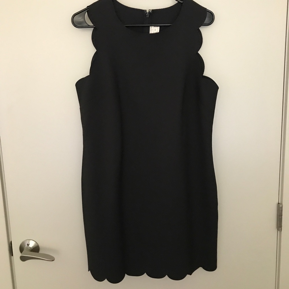 J. Crew black scalloped sheath dress
